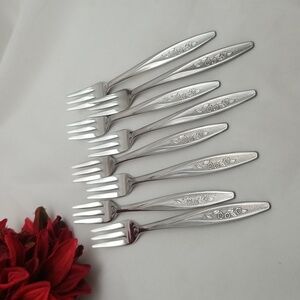 Vintage Superior Stainless Steel Radiant Rose Cocktail Forks